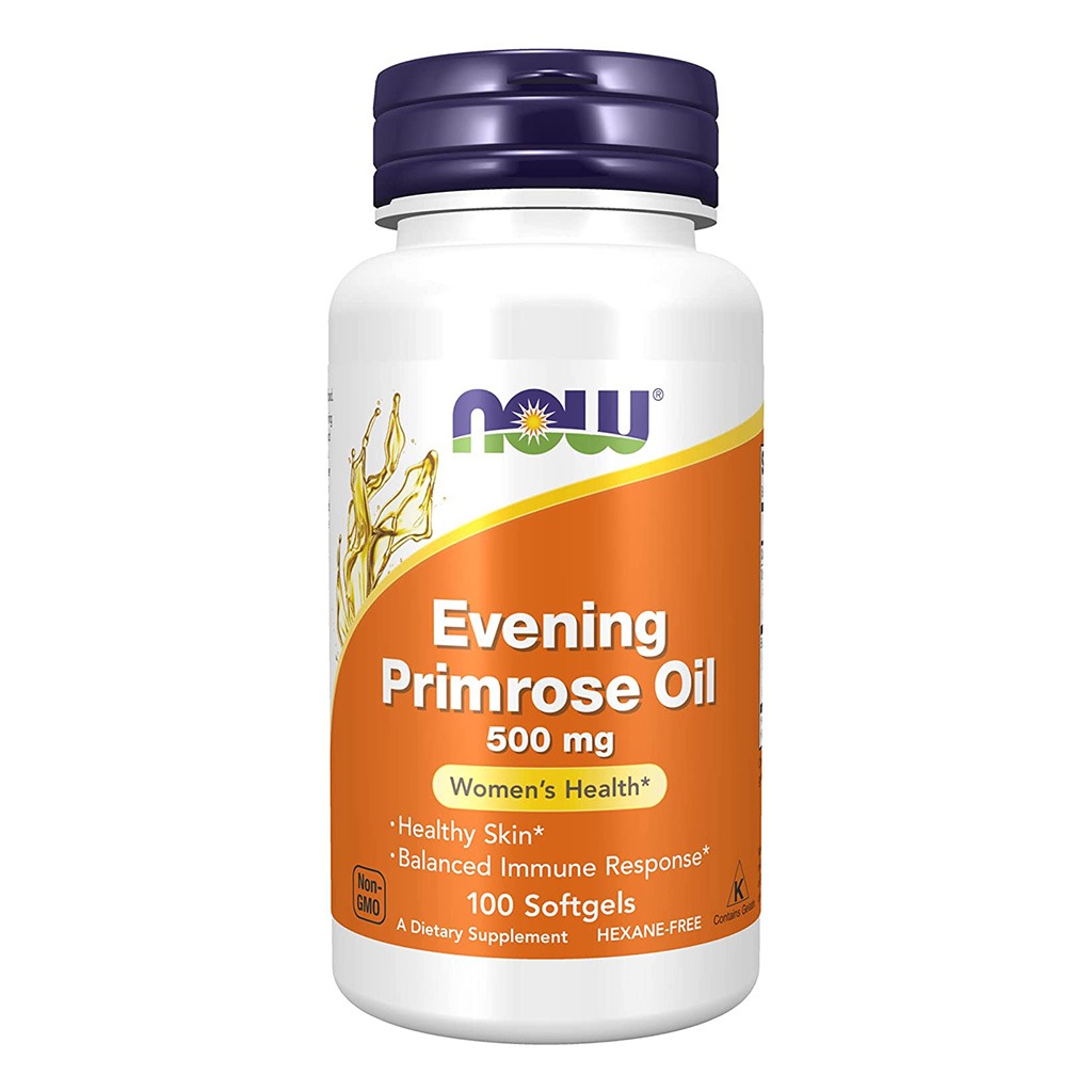 Now Evening Primrose Oil 500mg Softgels For Women's Skin Health & Immune Support, Pack of 100's