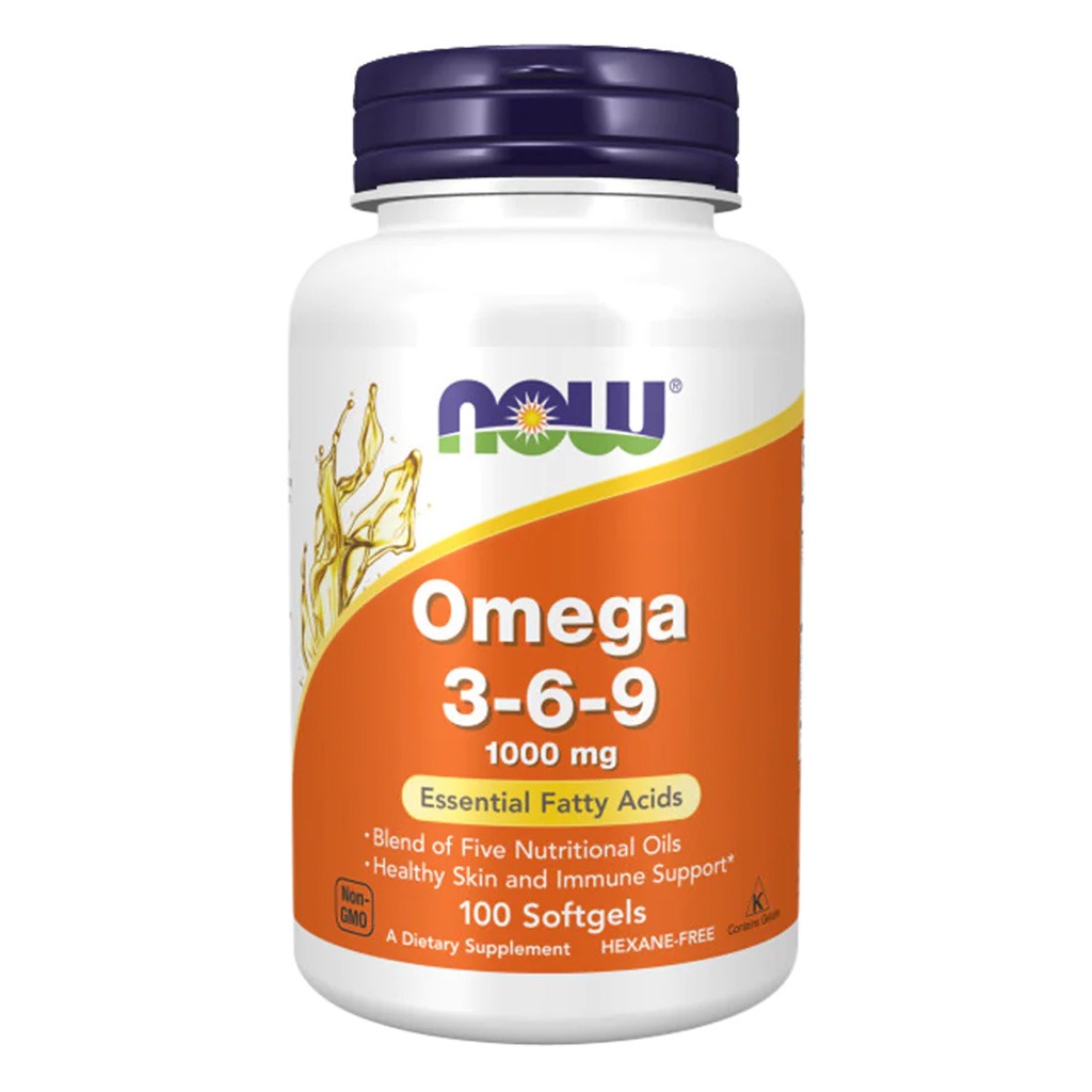 Now Omega 3-6-9 1000mg Softgels For Skin & Immune Support, Pack of 100's