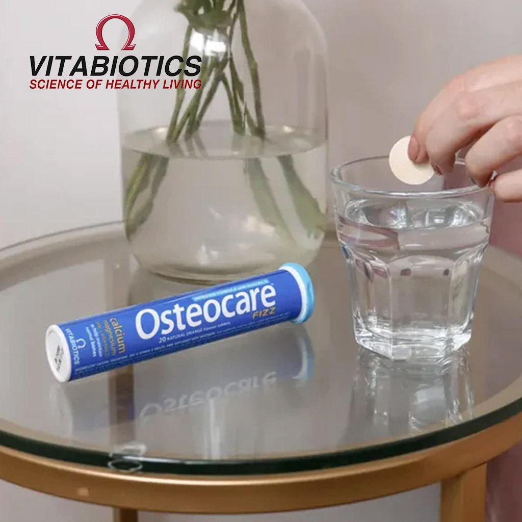 Vitabiotics Osteocare Fizz Effervescent Calcium Tablets, Orange Flavoured, For Healthy Bones, Pack of 20's