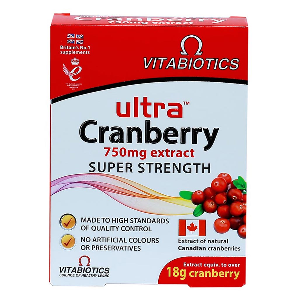 Vitabiotics Ultra Cranberry Extract 750mg Tablets For Healthy Urinary Tract, Pack of 30's
