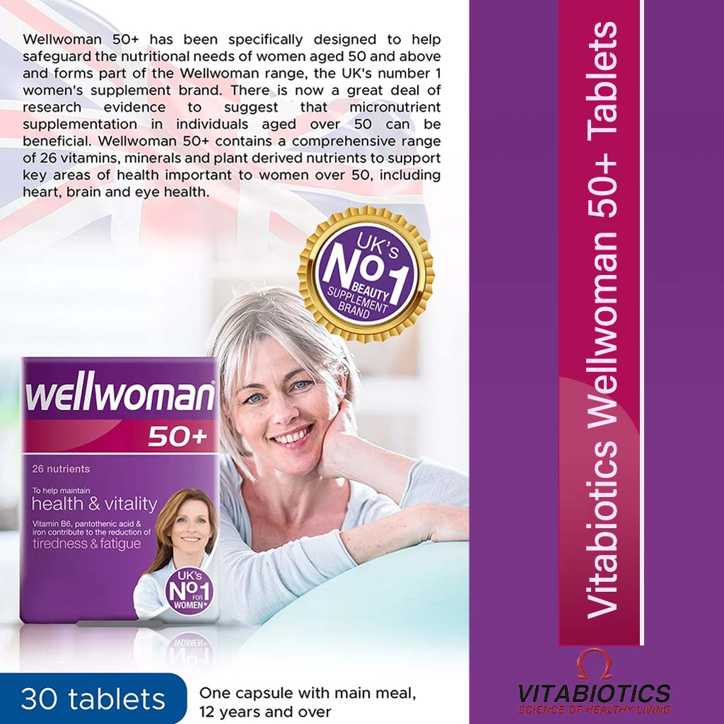 Vitabiotics Wellwoman 50+ Tablet For Women's Health & Vitality Support, Pack of 30's