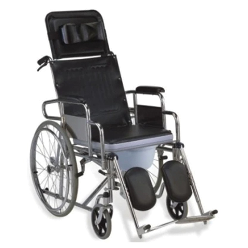 Media6 High back Commode Reclining Wheelchair
