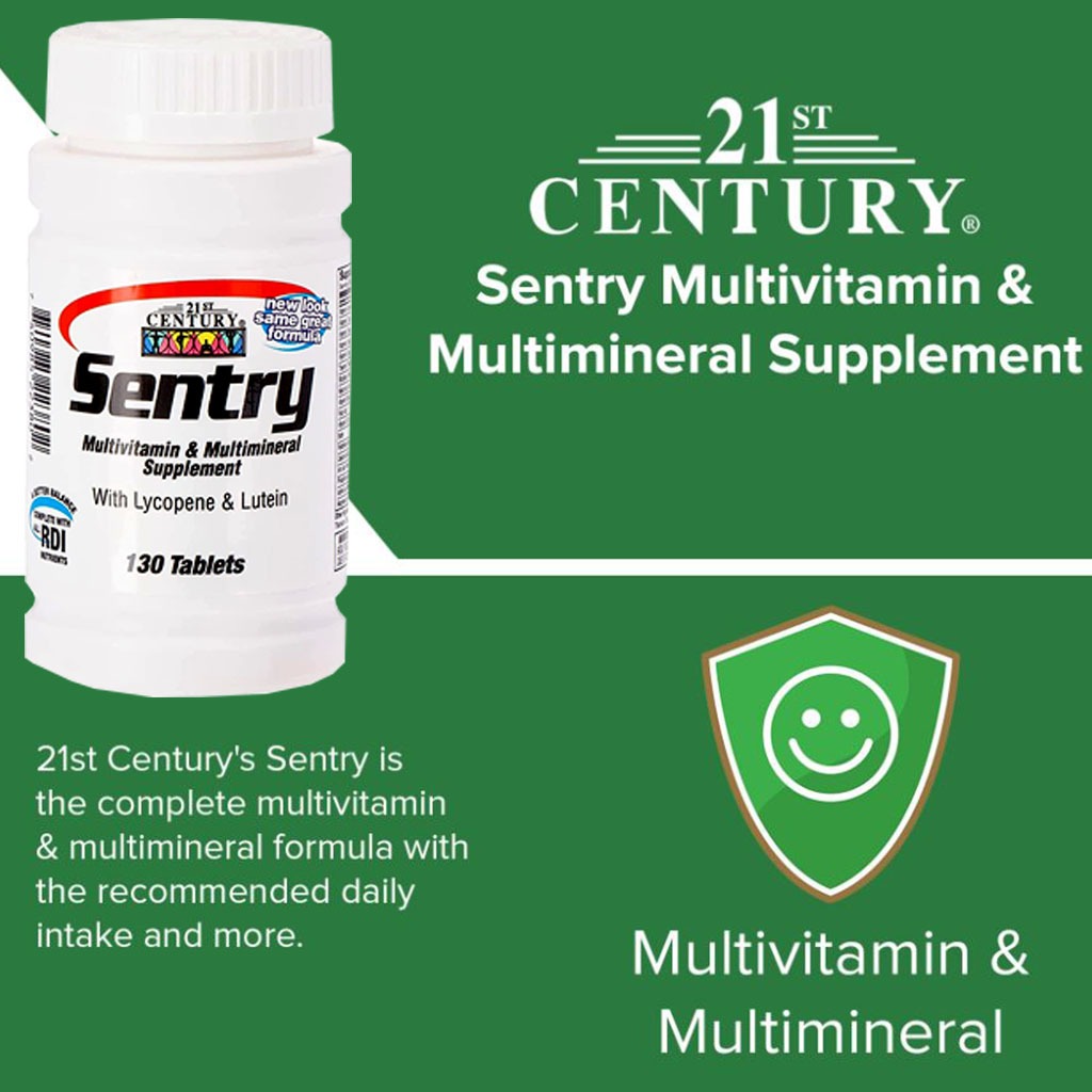 21st Century Sentry Multivitamin + Multimineral Tablets For Overall Wellness, Pack of 130's
