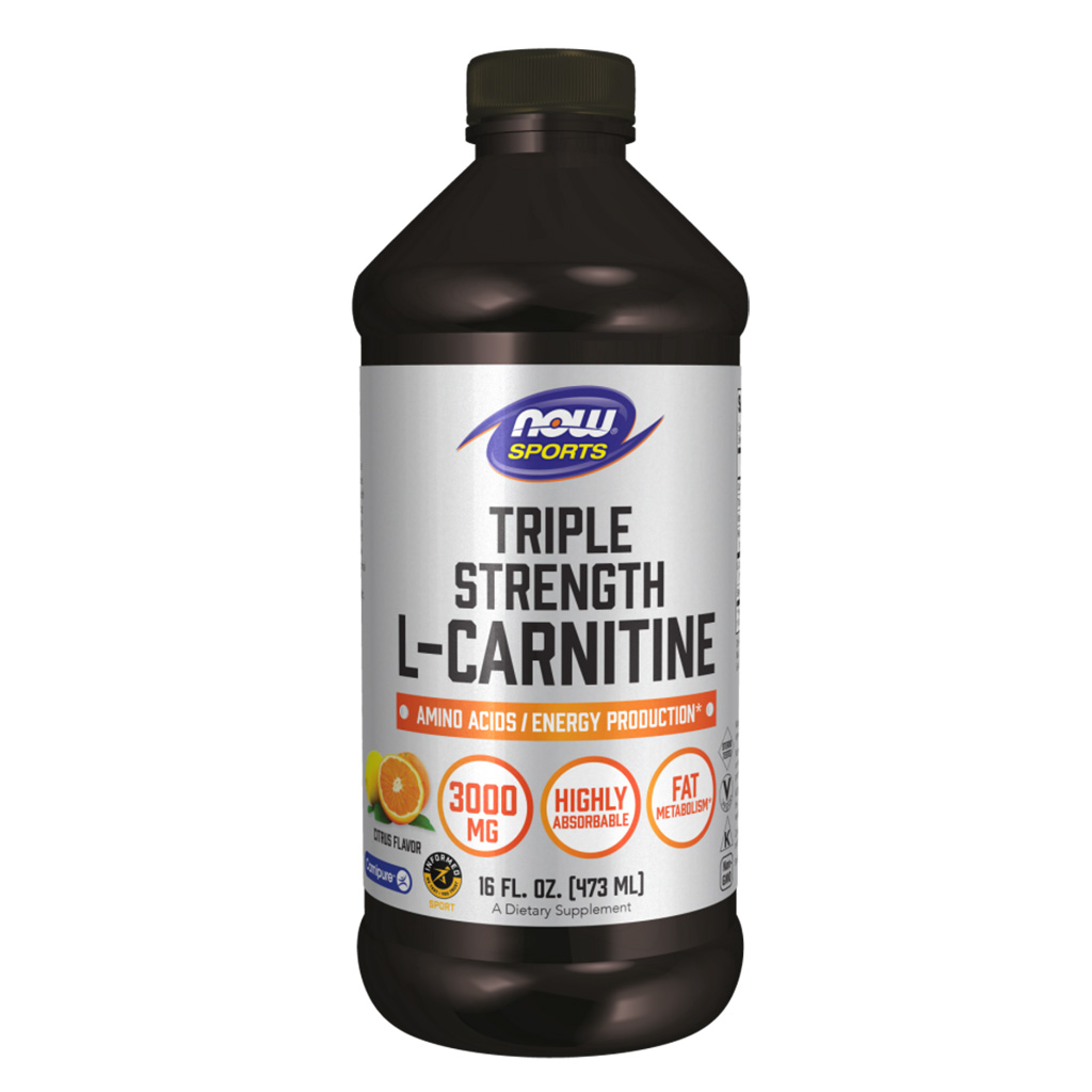 Now Sports Triple Strength 3000mg L-Carnitine Liquid For Energy & Fitness Support 473ml