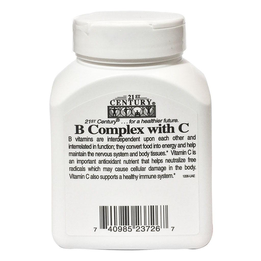 21st Century B Complex With Vitamin C Caplets For Energy & Immune Support, Pack of 30's