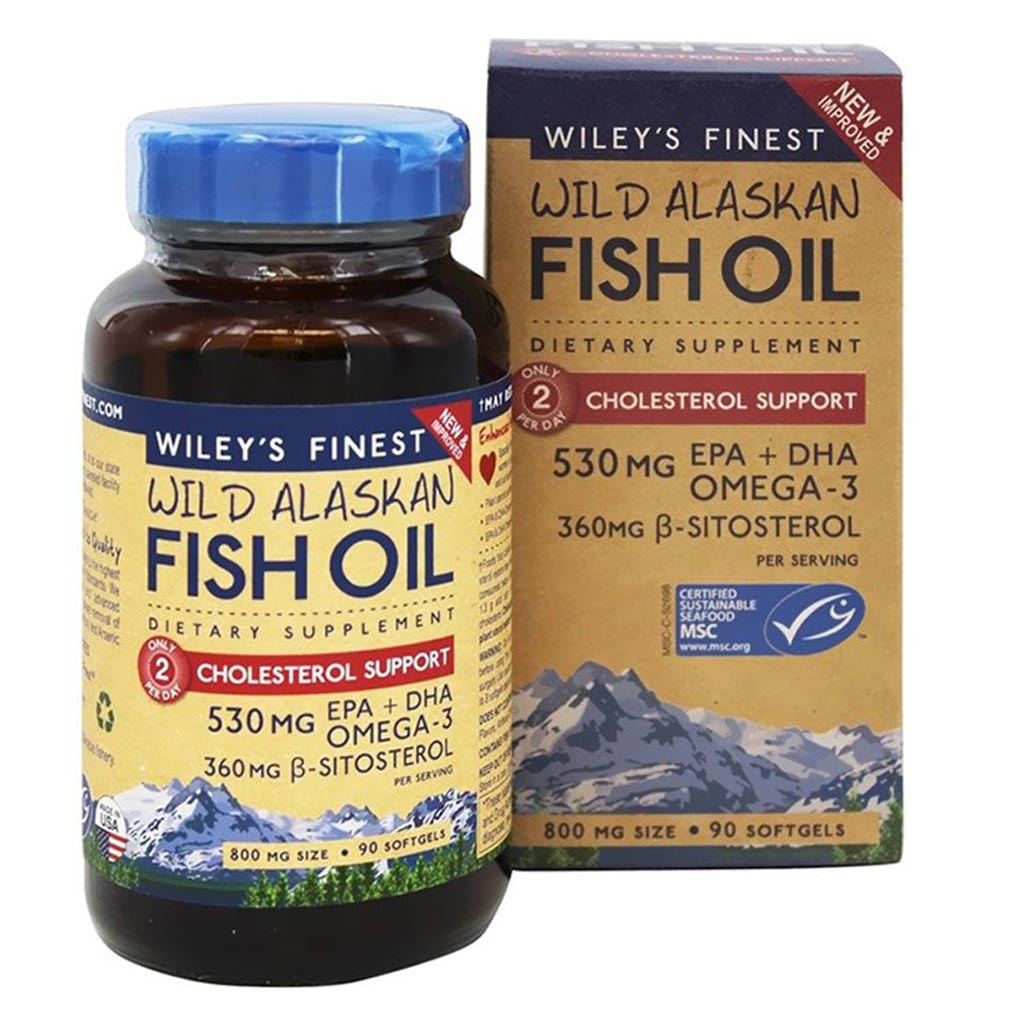 Wiley's Finest Cholesterol Support 530mg Omega 3 Fish Oil Softgels, Pack of 90's