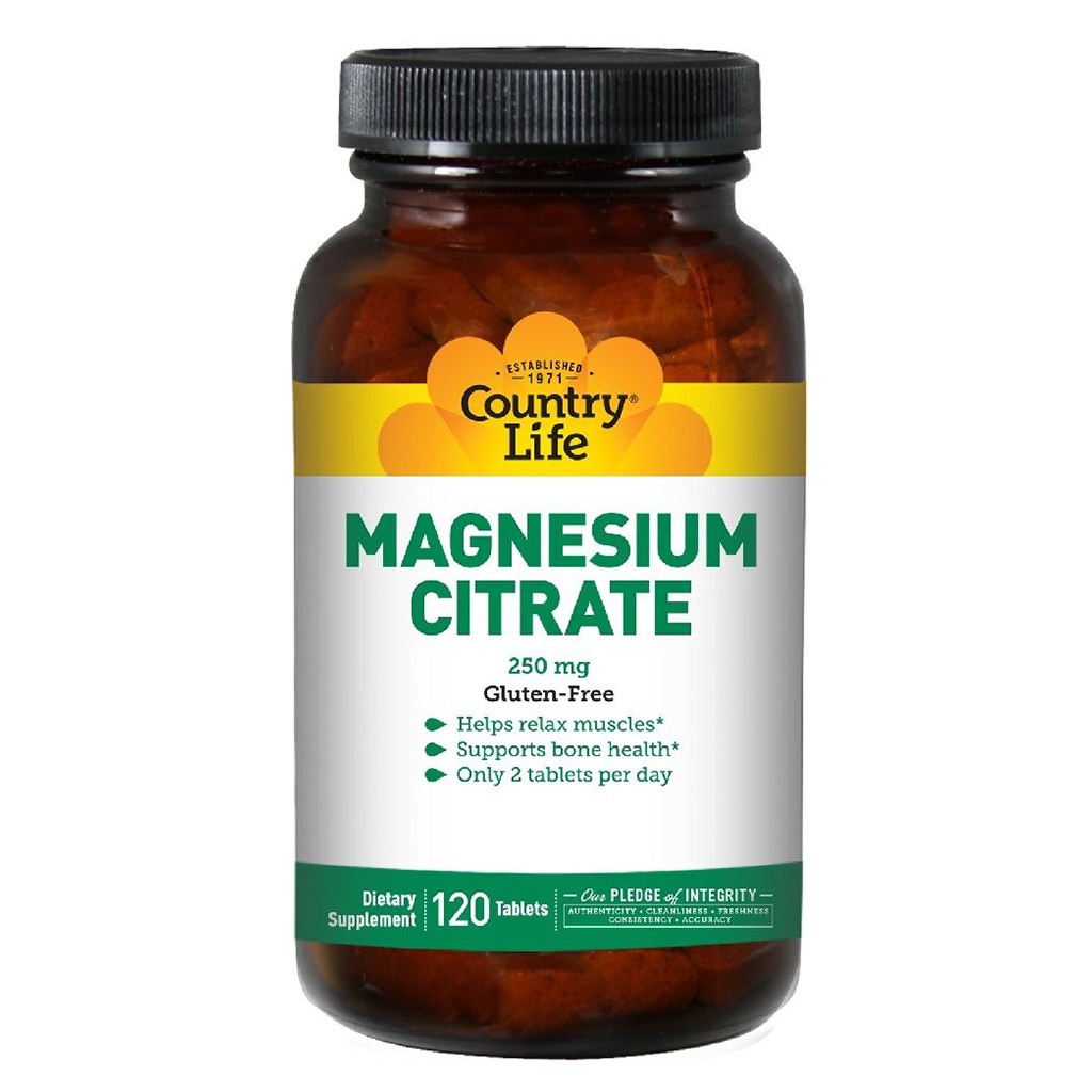 Country Life Gluten-Free Magnesium Citrate 250 mg Tablets For Bone & Muscle Health, Pack of 120's