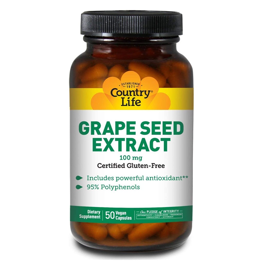 Country Life Grape Seed Extract 100 mg Antioxidant Capsules, Pack of 50's