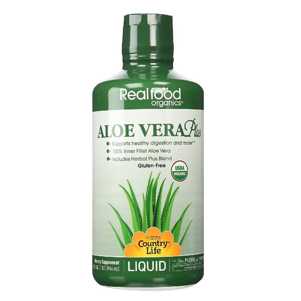 Country Life Realfood Organics Aloe Vera Plus Inner Fillet Liquid For Digestive Support 944ml