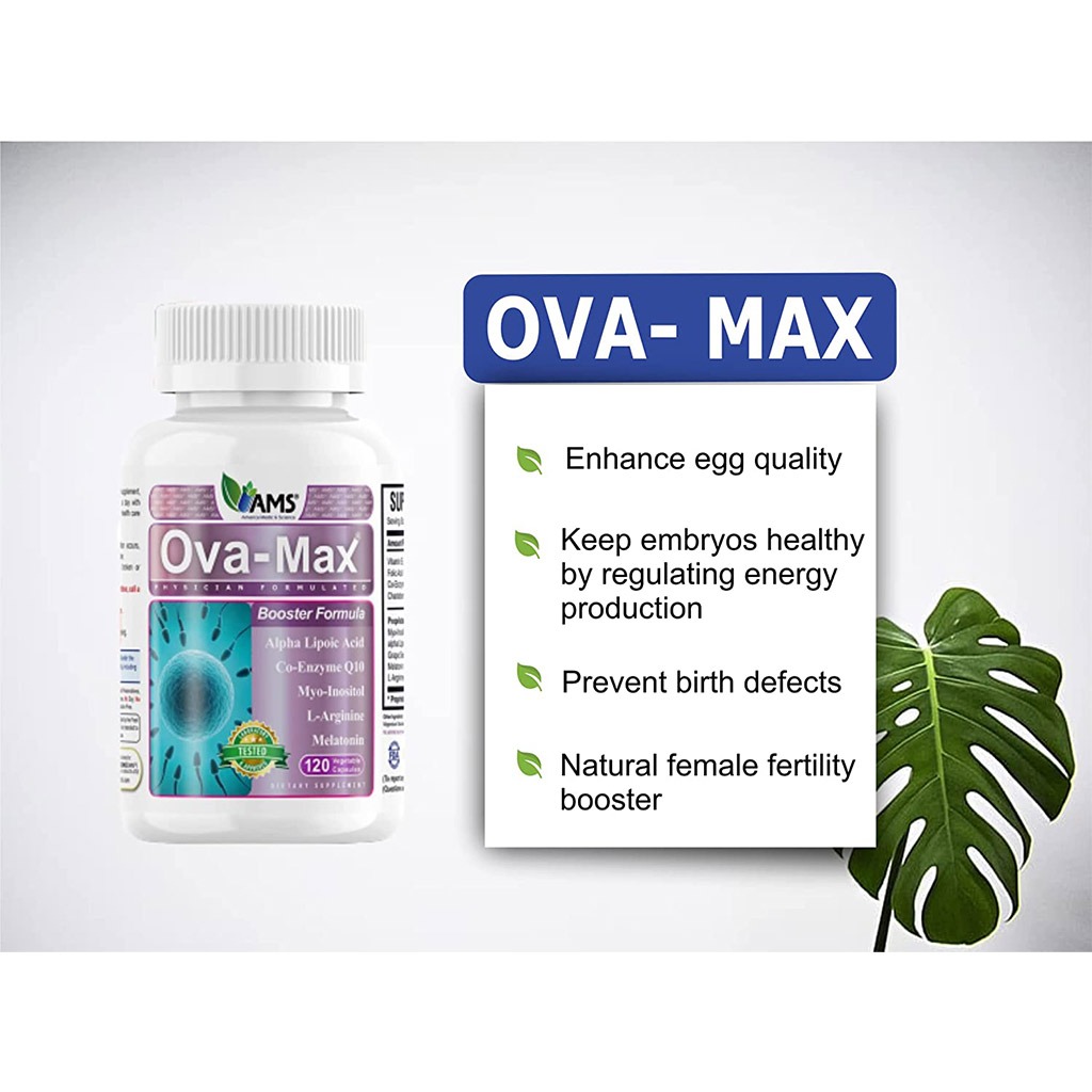 AMS Ova-Max Prenatal Support Vegetable Capsules, Conception And Fertility Supplement, Pack of 120's