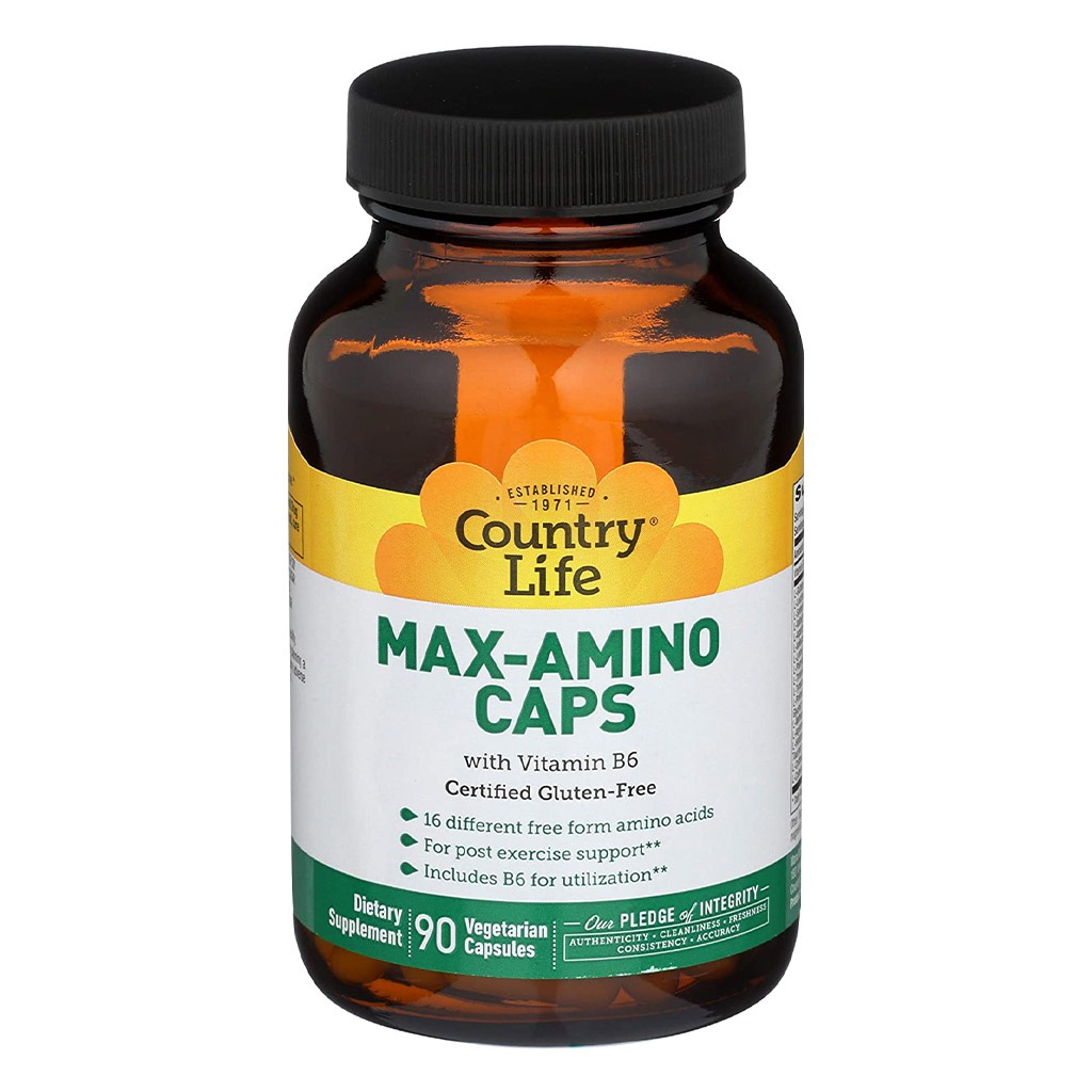 Country Life Max-Amino With Vitamin B6 Vegetarian Capsules For Muscle Recovery, Pack of 90's