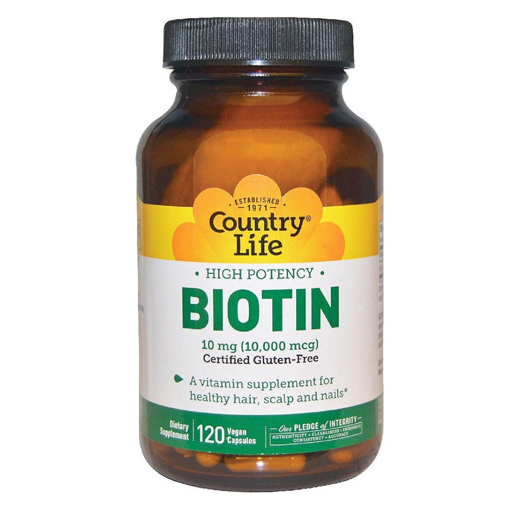 Country Life Biotin 10 mg Gluten-Free Vegan Capsules For Hair, Scalp & Nails, Pack of 120's