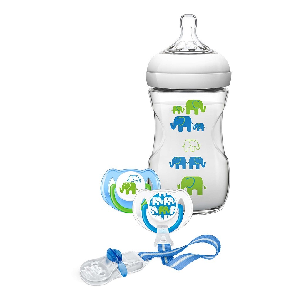 Philips Avent Natural Feeding Bottle Green Elephant Design Gift Set SCD627/01