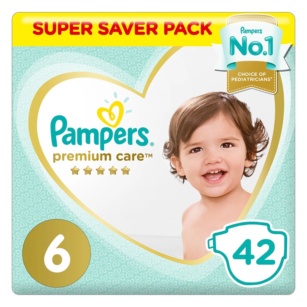 Pampers Premium Care Softest Best Skin Protection Diapers, Size 6, For 13+ Kg Baby, Pack of 42's