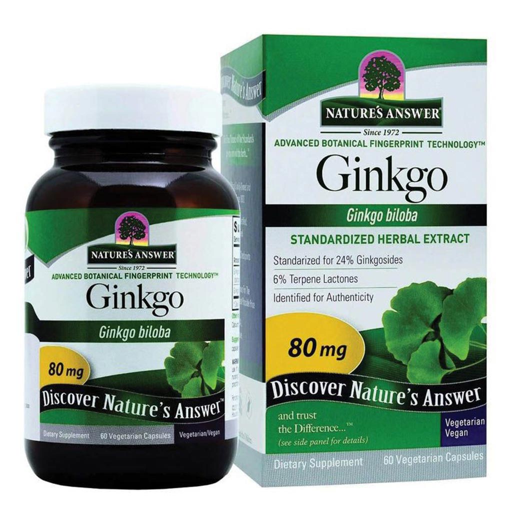 Nature's Answer Ginkgo Biloba 80mg Standardized Herbal Extract Vegan Capsules For Cognitive Support, Pack of 60's
