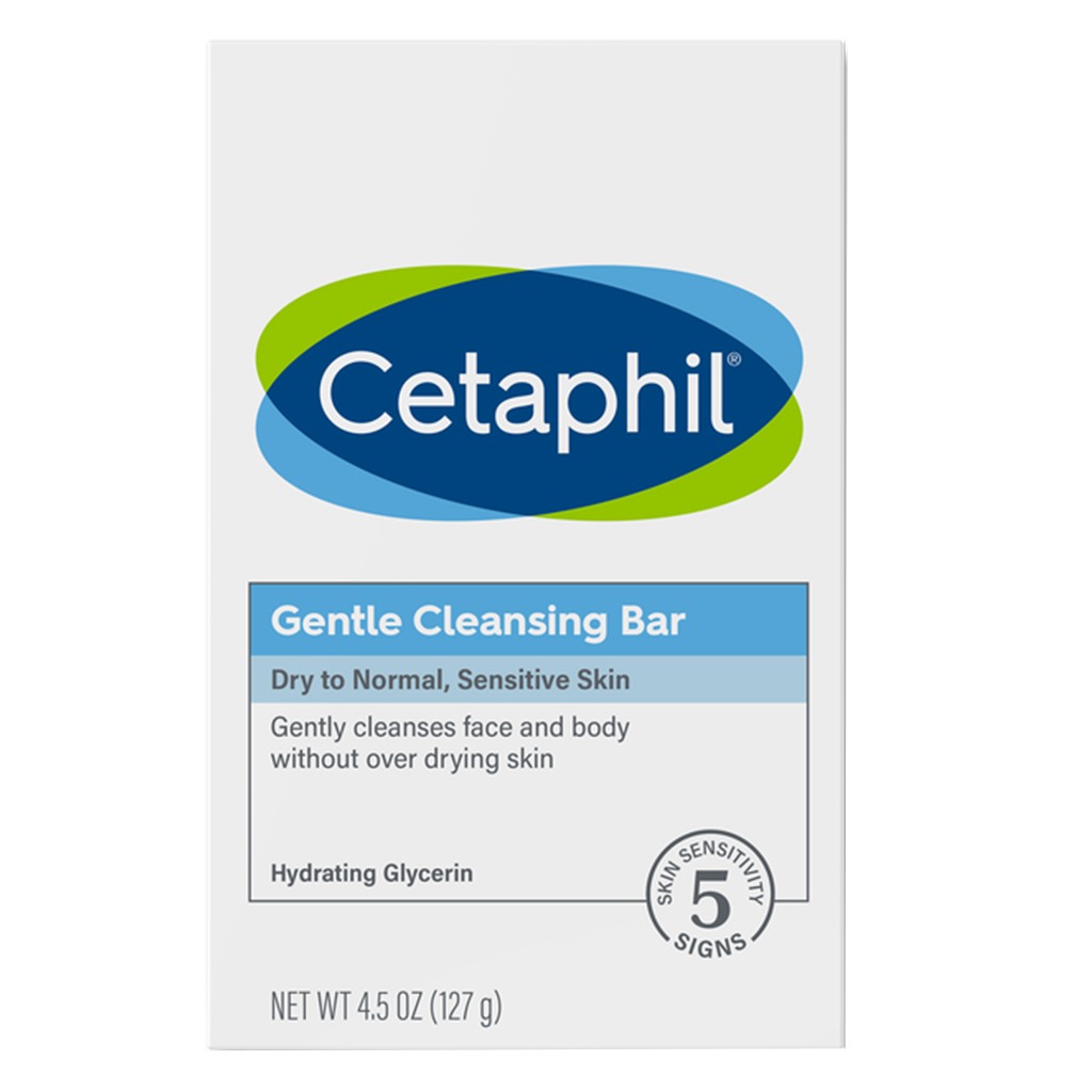 Cetaphil Gentle Face & Body Cleansing Bar For Men & Women With Dry to Normal Sensitive Skin, Unscented, 127g