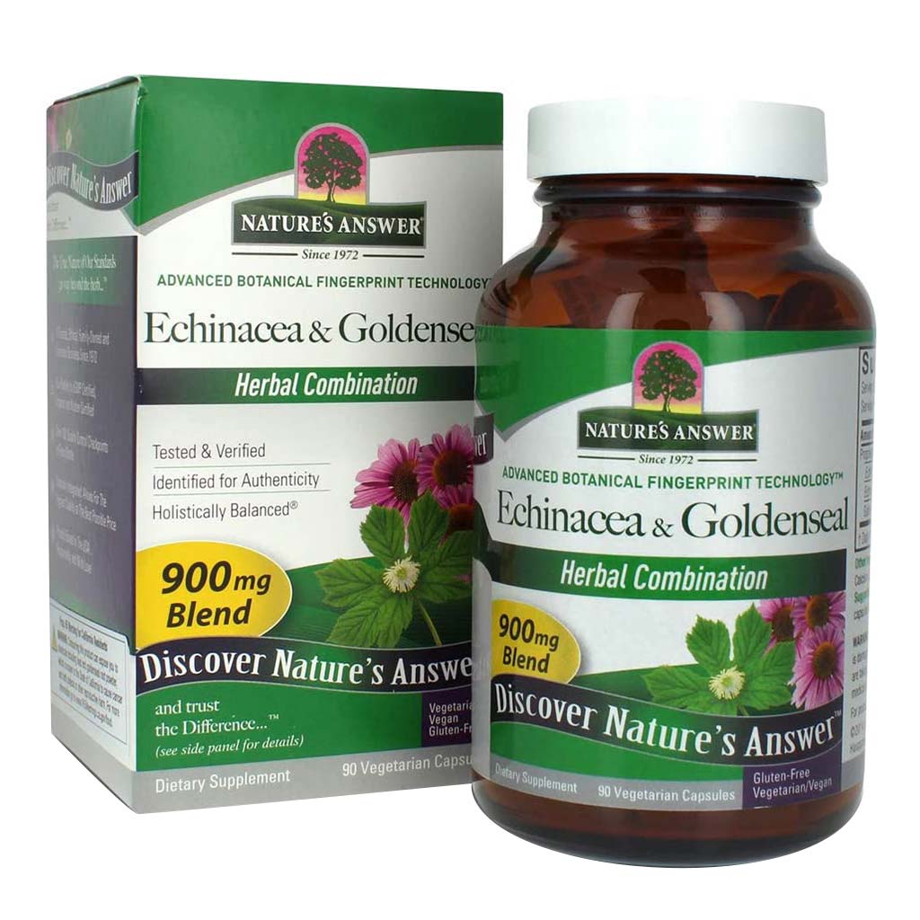 Nature's Answer Echinacea & Goldenseal 900mg Vegan Capsules For Immunity, Pack of 90's