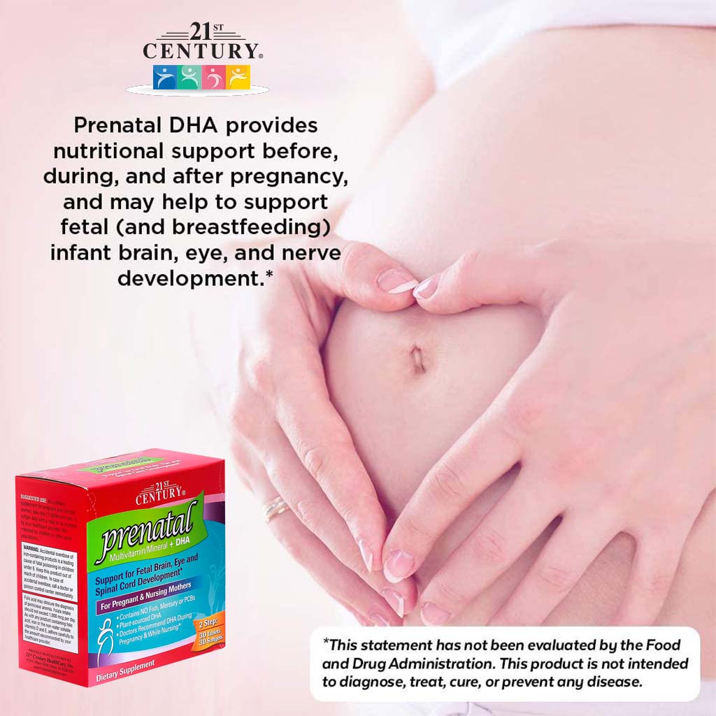 21st Century Prenatal Multivitamins/Mineral Tablets + Prenatal DHA Softgels, Dual Pack of 60's + 60's