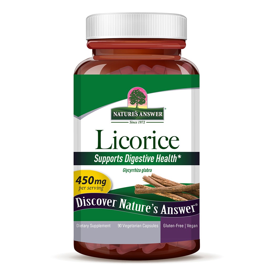 Nature's Answer Licorice Root 450mg Vegan Capsules For Digestive Health, Pack of 90's
