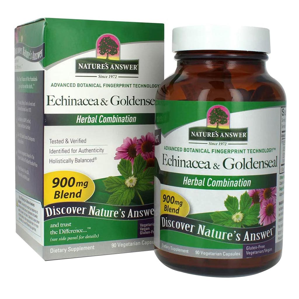 Nature's Answer Echinacea & Goldenseal 900mg Vegan Capsules For Immunity, Pack of 60's