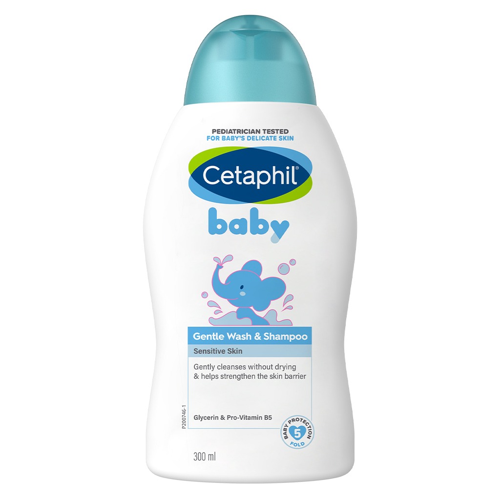 Cetaphil Baby Gentle Tear Free Wash & Shampoo For Sensitive Body And Hair, Unscented, 300ml