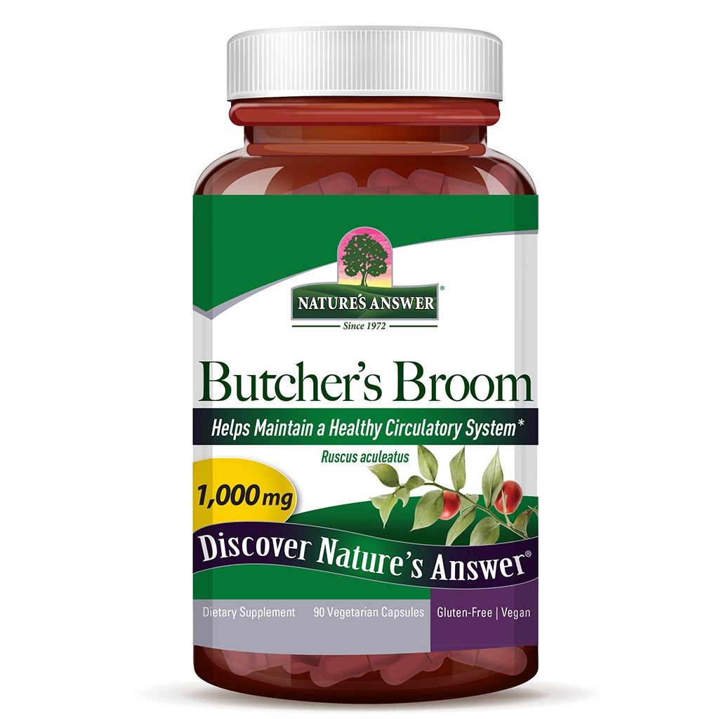 Nature's Answer Butcher's Broom Root 1000 mg Vegetarian Capsules 90's