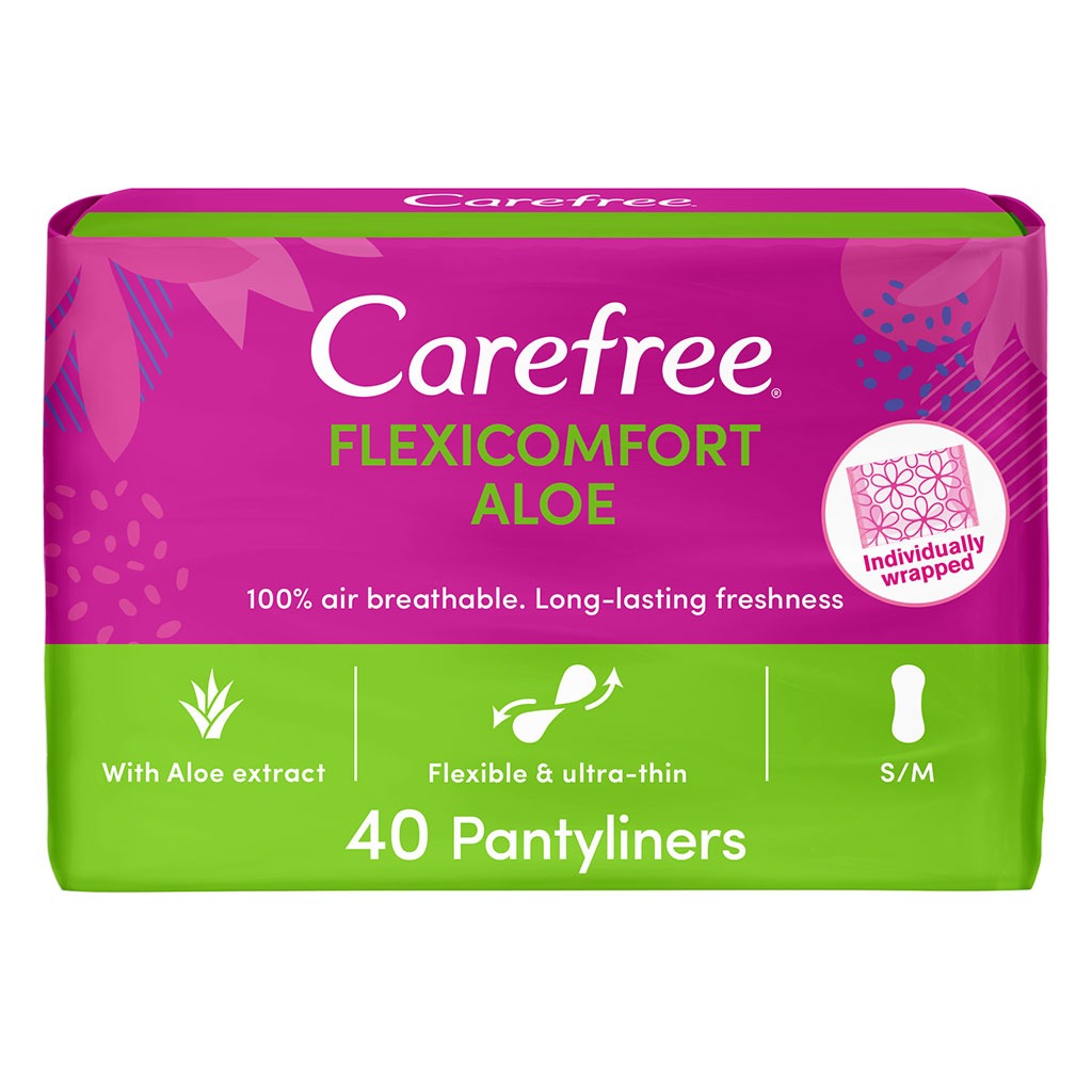 Carefree FlexiComfort Breathable Ultra-Thin Panty Liners With Aloe Extract, Pack of 40's