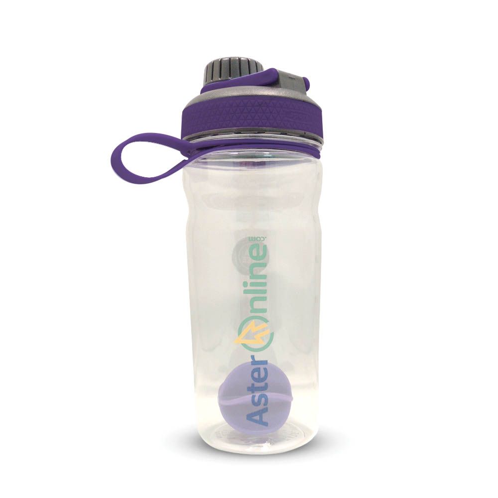 Aster Protein Shaker Bottle Purple with Plastic Mixer  600 mL