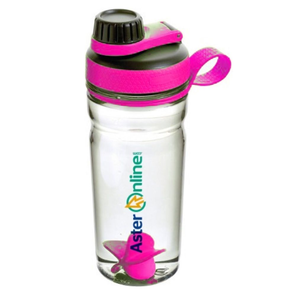 Aster Protein Shaker Bottle Pink with Plastic Mixer 600 mL