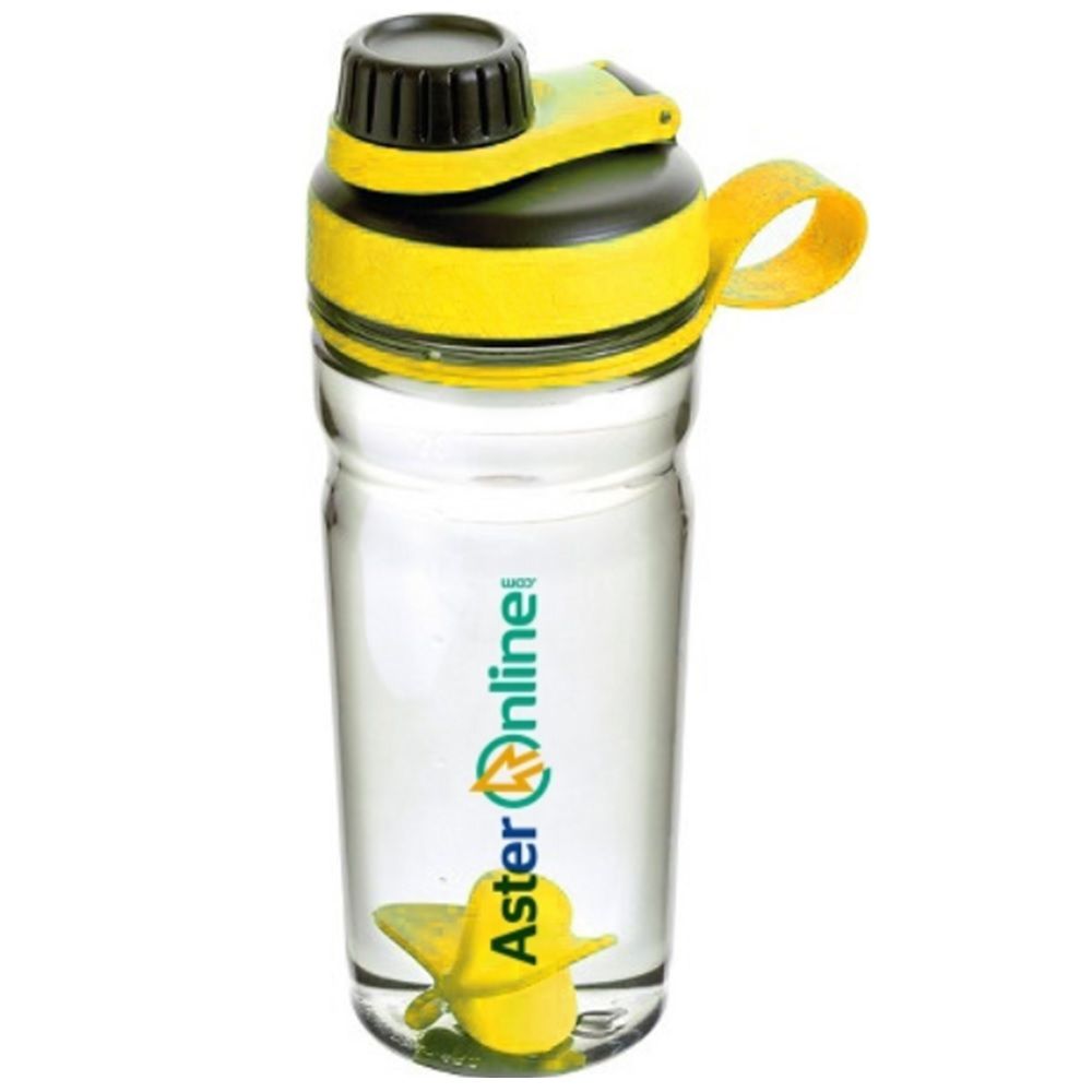 Aster Protein Shaker Bottle Yellow with Plastic Mixer 600 mL