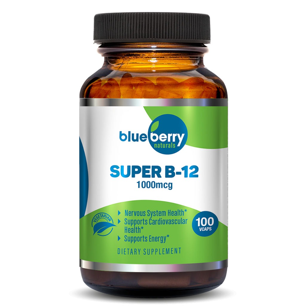 Blueberry Naturals Super B12 1000 mcg Vegetarian Capsules 100's B0074