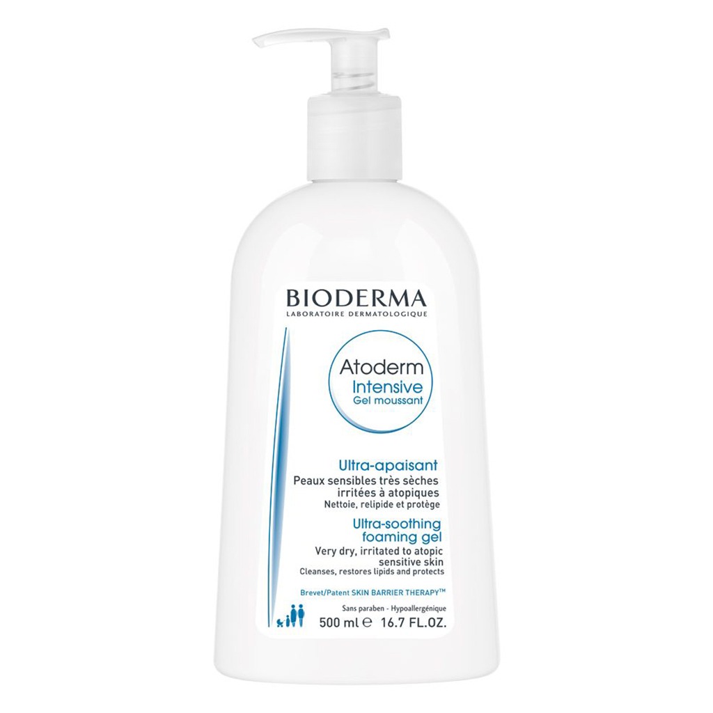 Bioderma Atoderm Intensive Gel Moussant, Foaming Gel Cleanser For Dry Skin & Atopic Sensitive Skin 500ml