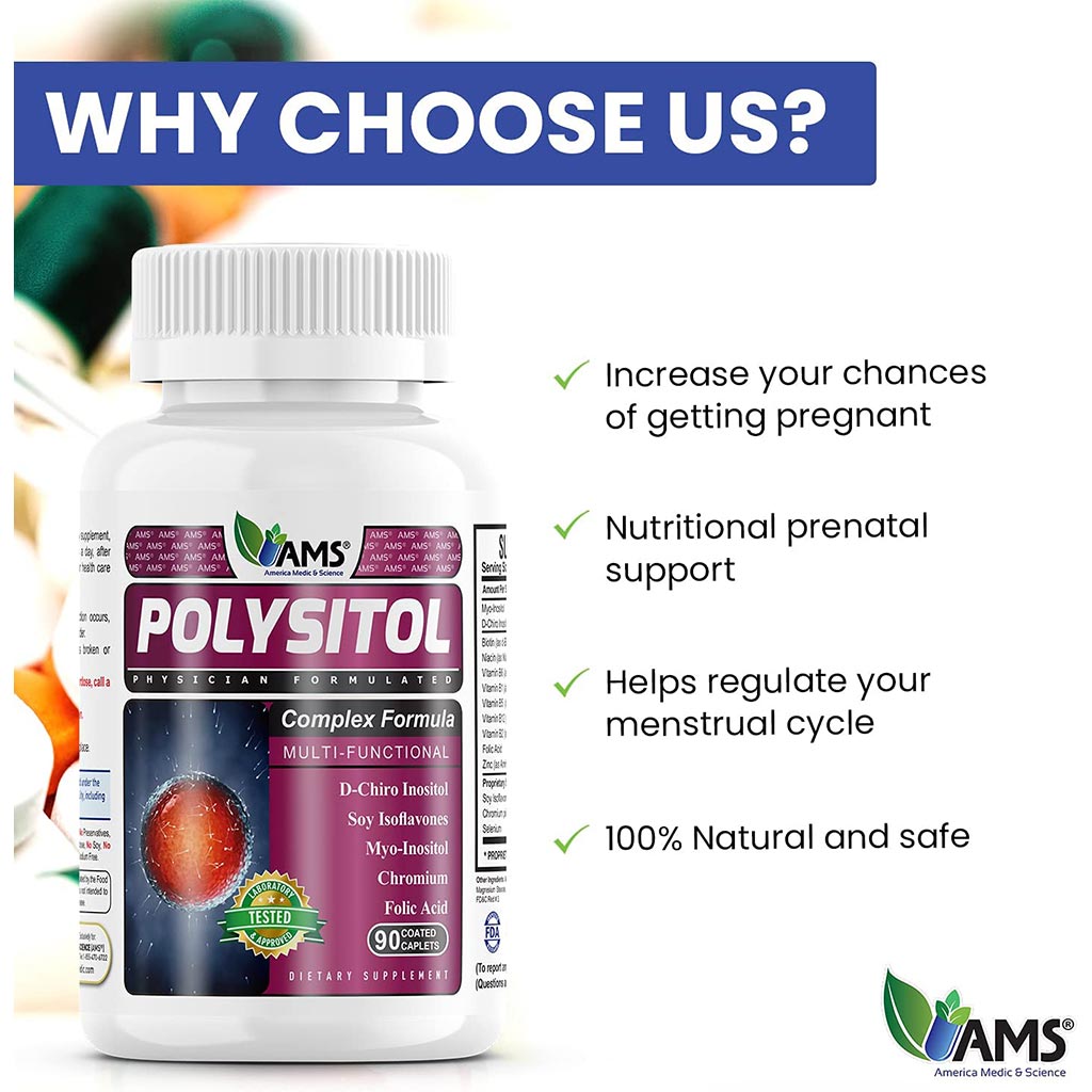 AMS Polysitol Caplet, Fertility Supplement For Women, Pack of 90's