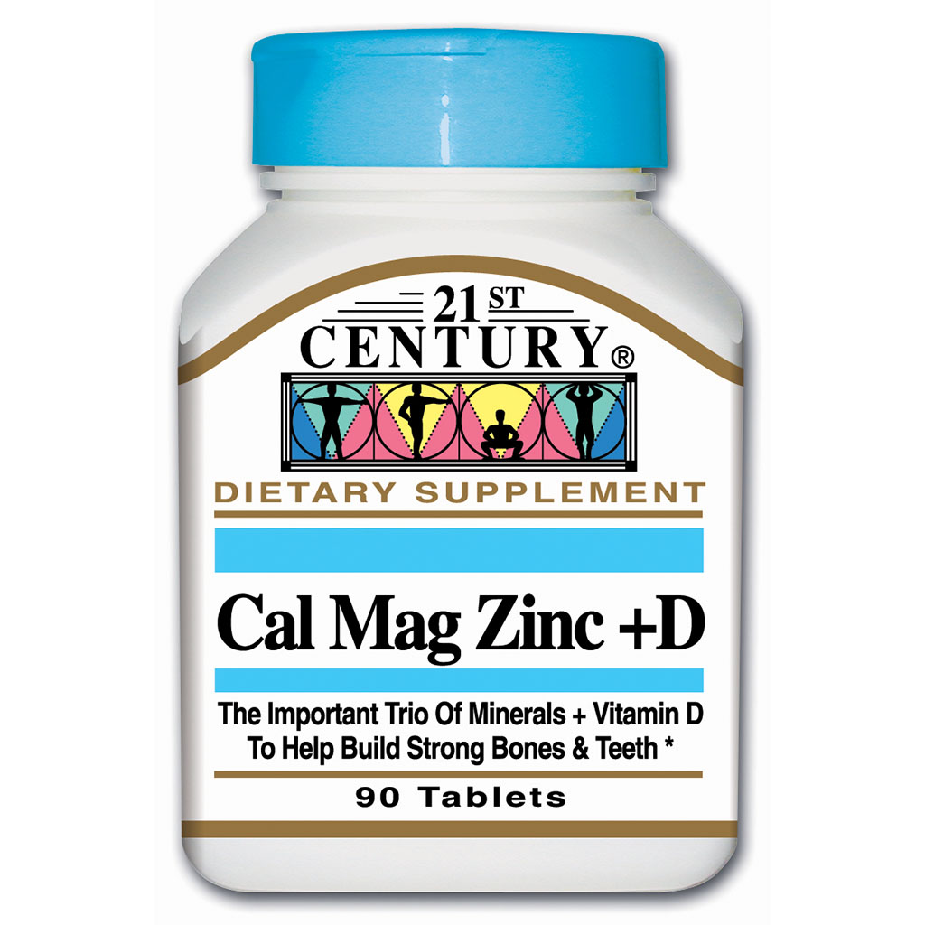 21st Century Calcium, Magnesium, Zinc, Vitamin D3 Tablets, Pack of 90's