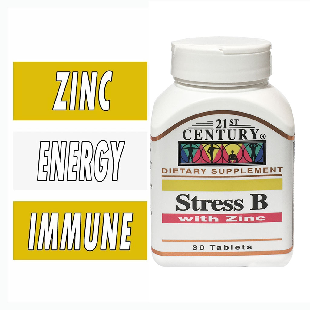 21st Century Stress Vitamin B Complex with Zinc Tablets, Pack of  30's