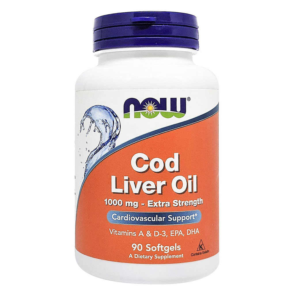 Now Extra Strength 1000mg Cod Liver Oil Softgels For Cardiovascular Support, Pack of 90's