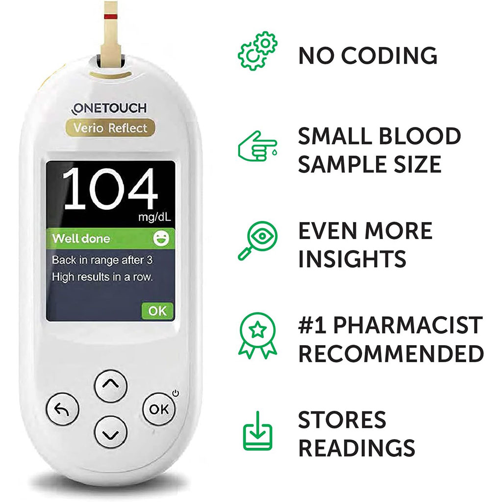 OneTouch Verio Reflect Blood Glucose Monitoring System + OneTouch Verio Test Strips 50's + OneTouch Delica Plus Lancets 100's Offer Pack