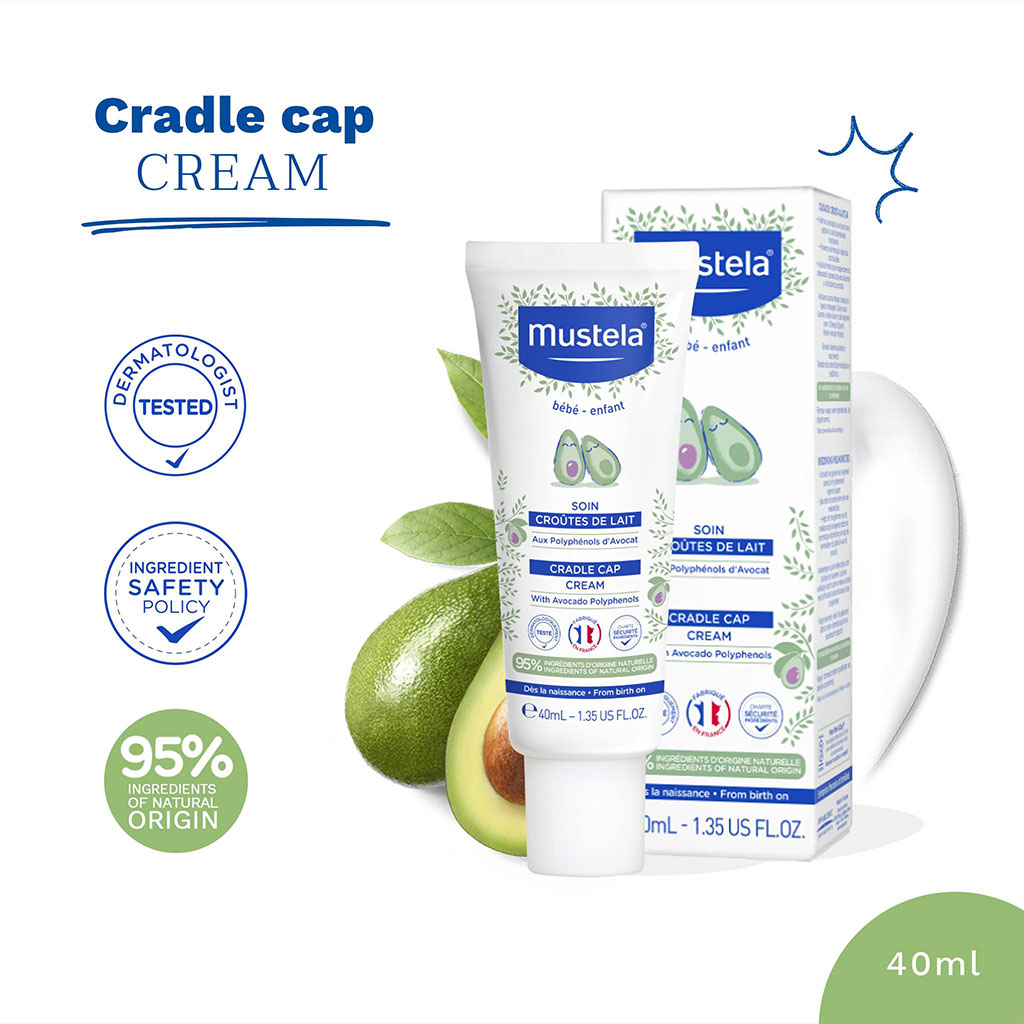 Mustela Baby Cradle Cap Cream For Newborns, Fragrance-Free 40ml