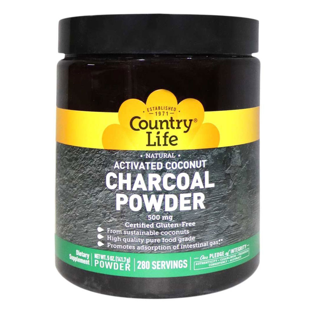 Country Life Natural 500 mg Activated Coconut Charcoal Gluten-Free Powder, Pack of 280 Servings