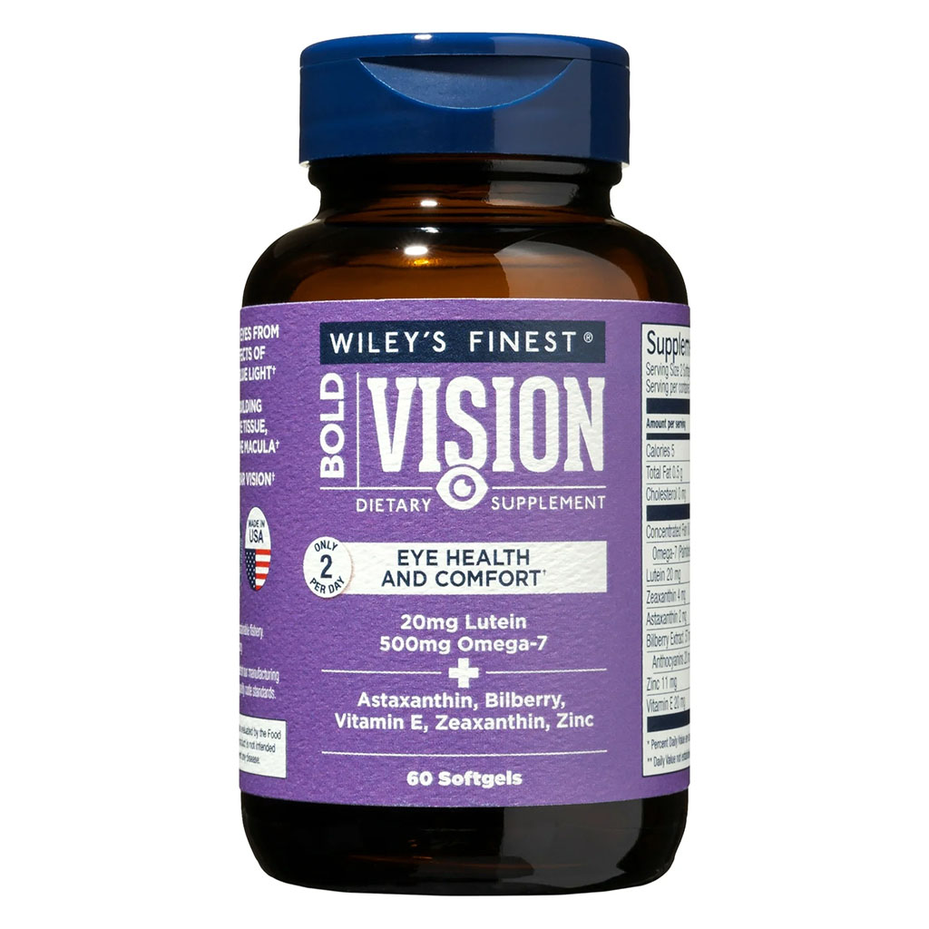 Wiley's Finest Bold Vision 500mg Omega 7 and 20mg Lutein Softgels For Eye Health, Pack of 60's
