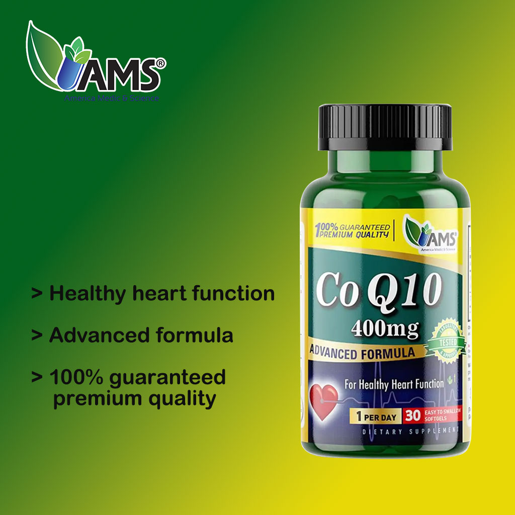 AMS CoQ10 400 mg Softgels, CoQ10 Heart Health Supplement, Pack of 30's