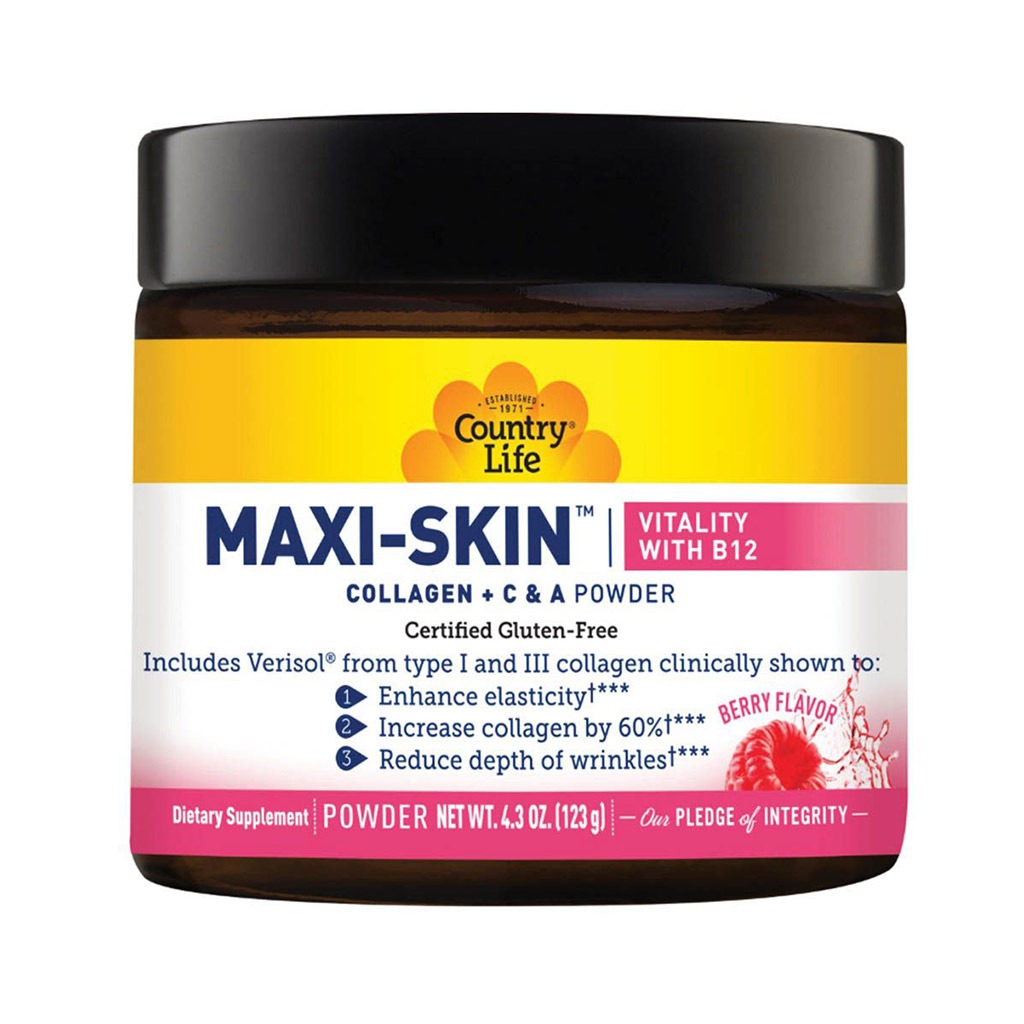 Country Life Maxi-Skin Vitality Collagen Skin Firming Powder With Vitamin C, A & B12 123g