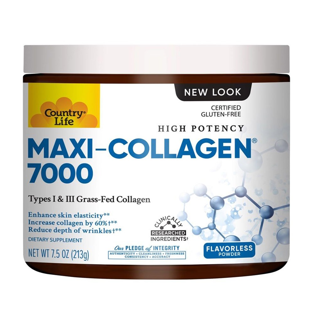 Country Life High Potency Maxi-Collagen 7000 With Vitamin C & A + Biotin Skin Firming Flavourless Powder 213g