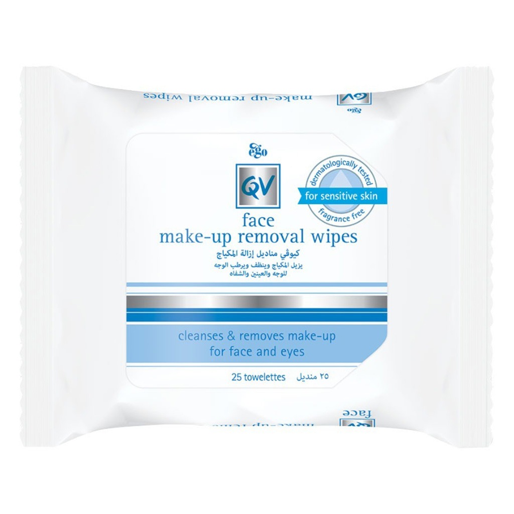 Ego QV Face Make Up Removal Wipes, Pack of 25's