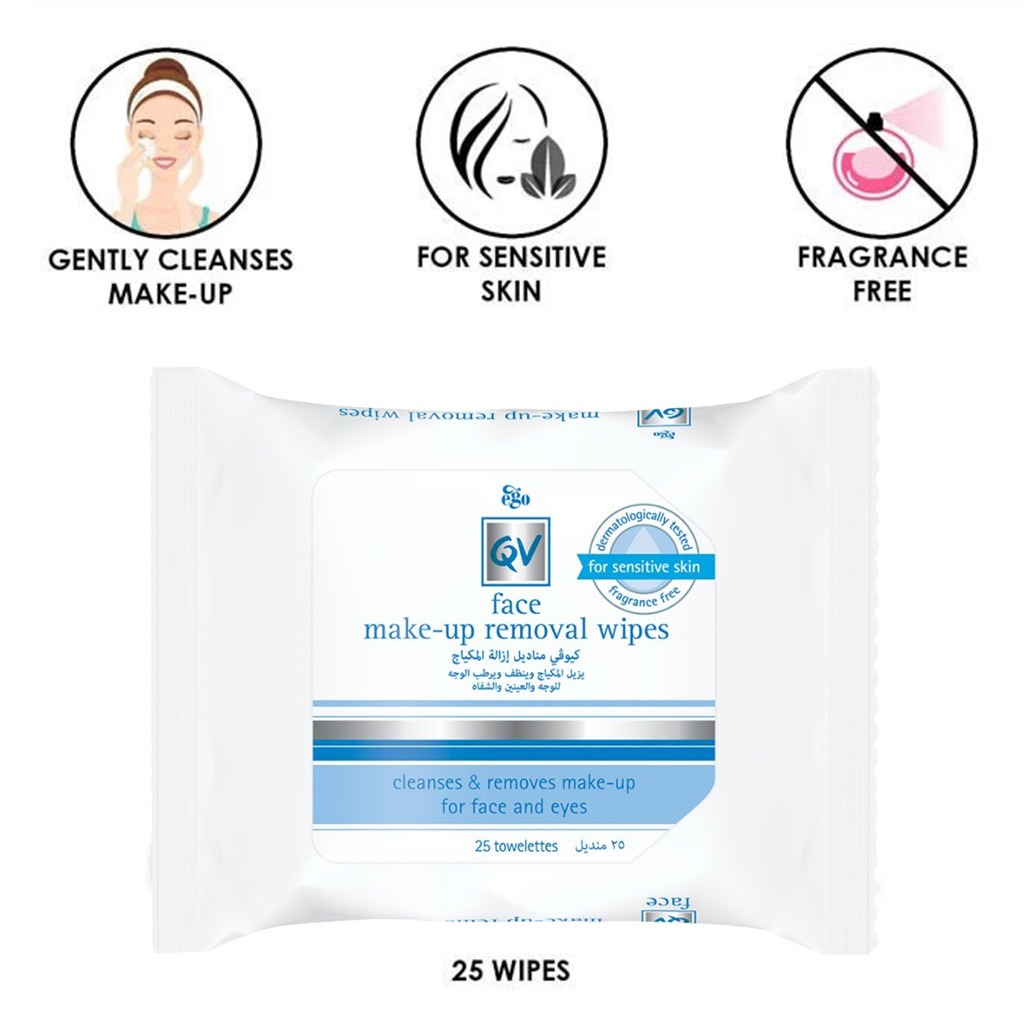 Ego QV Face Make Up Removal Wipes, Pack of 25's