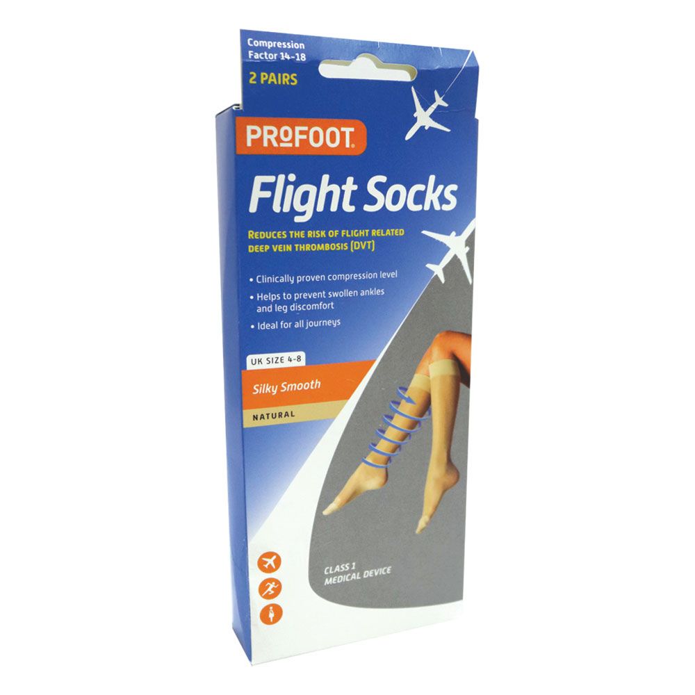 Profoot Flight Socks Silky Smooth Natural UK Size 4-8, 2 Pairs P72001