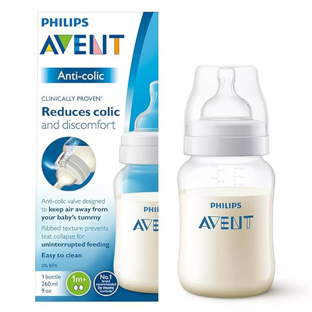 Philips Avent 260ml Anti-Colic Baby Feeding Bottle Without Air Free Vent - SCF813/61