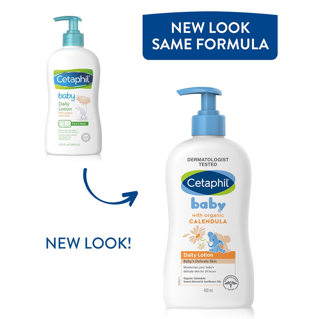 Cetaphil Baby Daily Lotion With Organic Calendula, Delicate Face & Body Moisturizer for Sensitive Skin, Unscented, 400ml