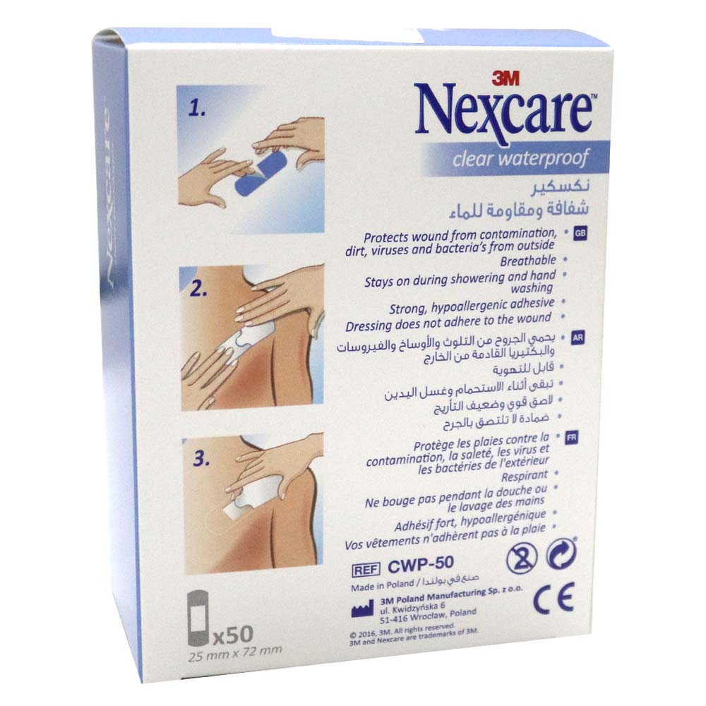 3M Nexcare Clear Waterproof One Size Bandages 50's