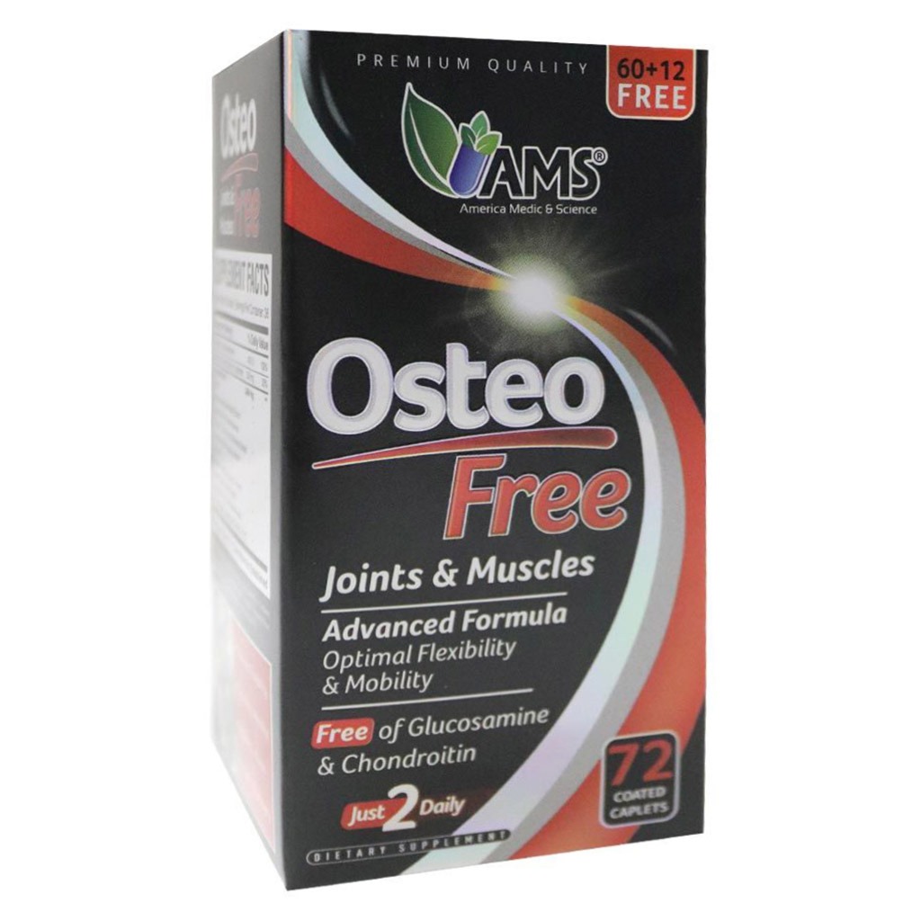AMS Osteo Free Caplets For Joints & Muscles, Supplement For Flexibility And Mobility, Pack of 72's